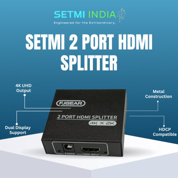 Setmi 2 Port HDMI Splitter 1x2 | 4K@30Hz UHD | 1 Input to 2 Outputs | HDMI 1.4 | Full HD 1080p | HDCP 1.4 | Metal Body | Compatible with PS5, Xbox, HDTV, Projector, Monitor - Image 2