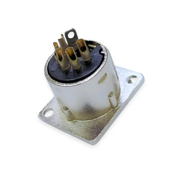 5-Pin XLR Female Chassis Mount Connector, 5 Way, Silver over Nickel Plating - Image 2