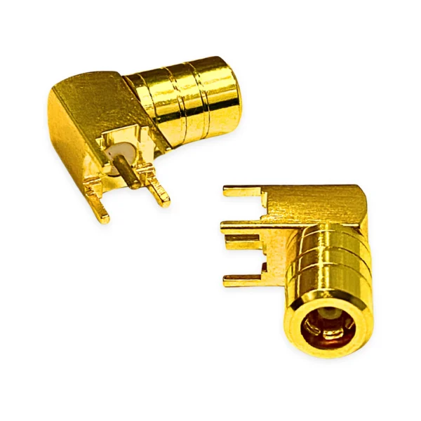 SMB Female Right Angle PCB Mount Connector – 50 Ohm RF
