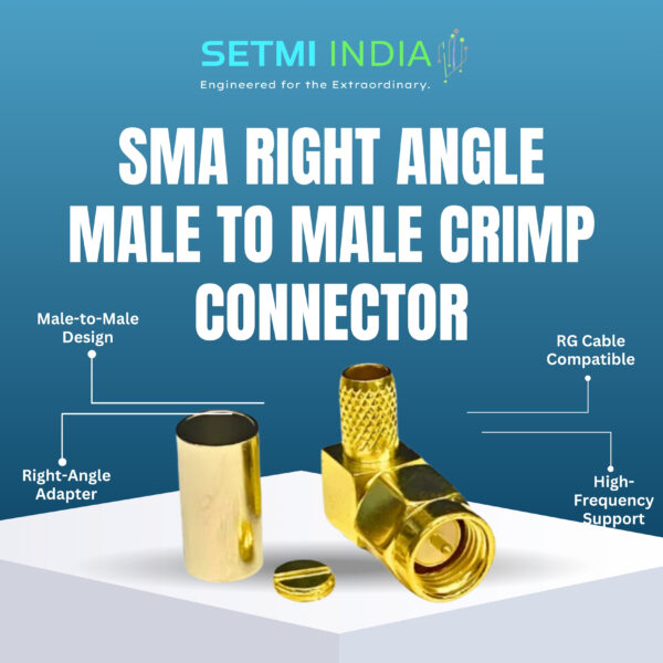 SMA Right Angle Male to Male Crimp Connector, RG Cable, 90° RF - Image 3