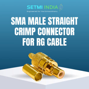 SMA Male Straight Crimp Connector for RG Cable, 50Ω, Gold Pin.