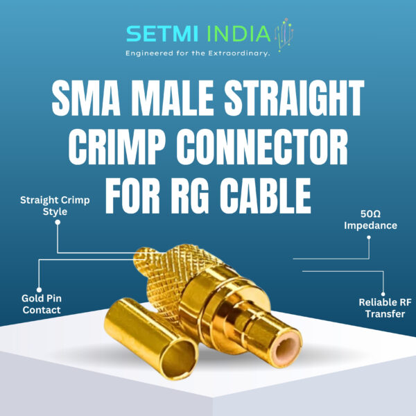 SMA Male Straight Crimp Connector for RG Cable, 50Ω, Gold Pin. - Image 3
