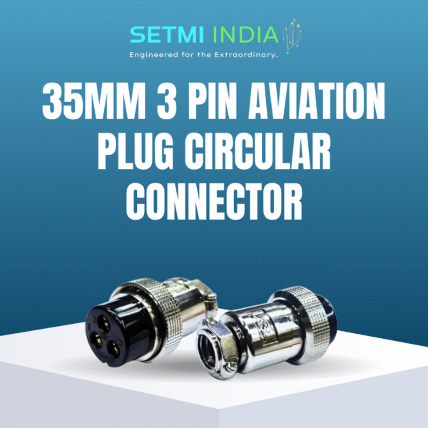 35mm 3-Pin Aviation Plug | Heavy-Duty 35mm Circular Connector | 3 Pin Metal Aviation Plug for Industrial & AV Use