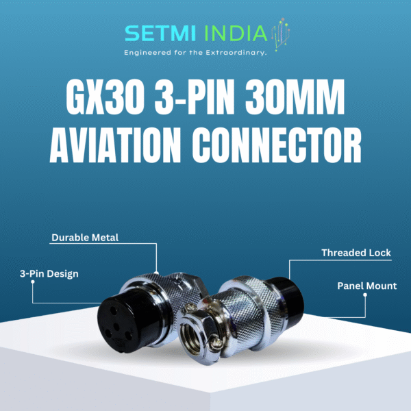 GX30 3-Pin 30mm Aviation Connector | Male Cable & Female Panel Mount - Image 2