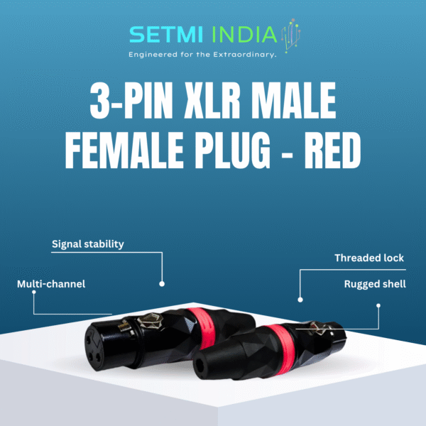 3-Pin XLR Male Female Diamond Cut Dull Black Red Ring Plug - Image 2