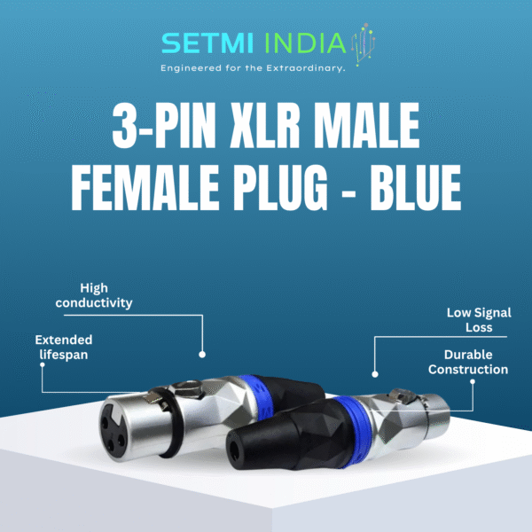 3-Pin XLR Male Female Diamond Cut Dull Nickle Blue Ring Plug - Image 3