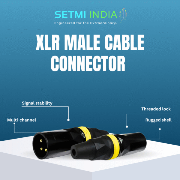 XLR Male Cable Connector – 3-Pin, Carbon Black, Locking, 4-8mm Cable | Setmi India - Image 3