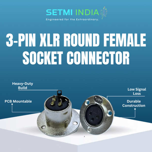 3-Pin XLR Round Female Socket Connector– Round Panel Mount | Setmi India - Image 3