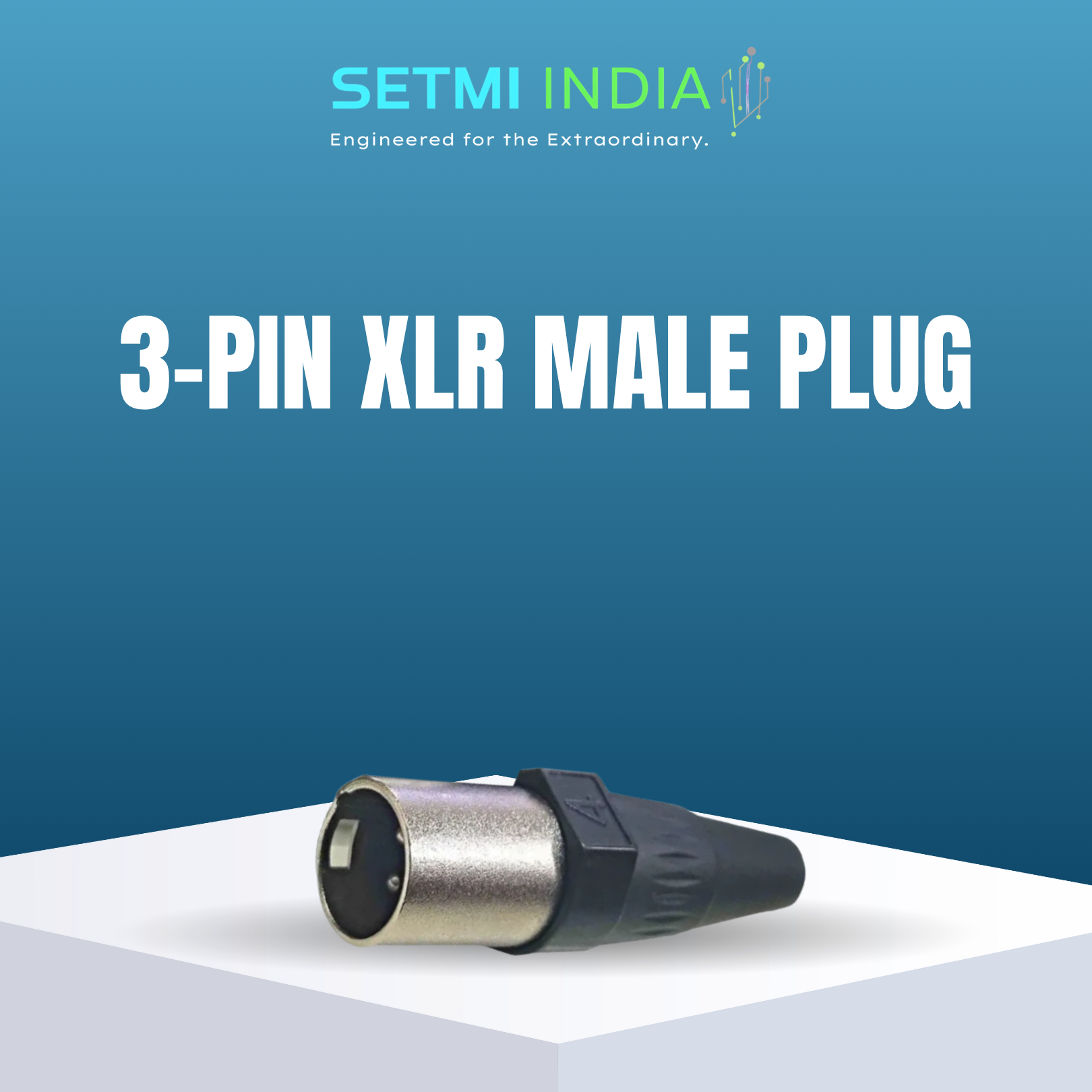 3-Pin XLR Male Plug – Gold-Plated Pins, Push-Lock, Solder Assembly | Setmi India