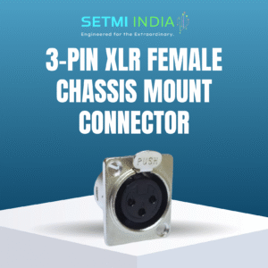 3-Pin XLR Female Chassis Mount Connector, 50V-250V AC/DC, Push-Lock, Nickel-Plated