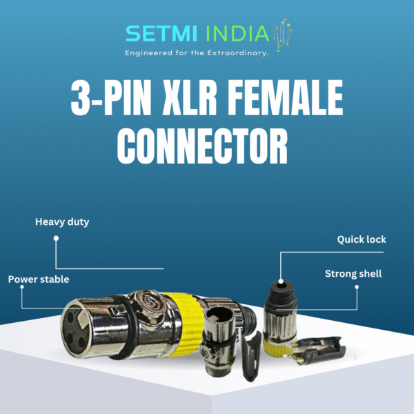 3-Pin XLR Female Connector – Nickel-Plated, Gold-Plated Soldering Pins | Setmi India - Image 3