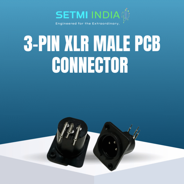 3-Pin XLR Male PCB Connector – Right Angle, Long Thin Pins | Setmi India