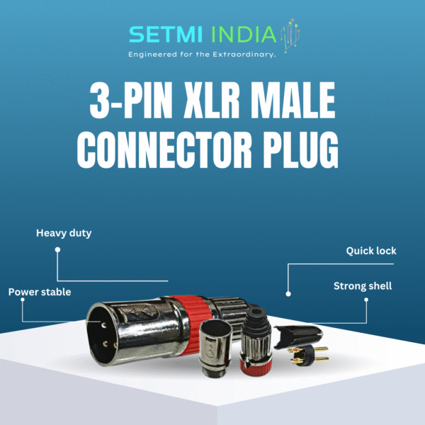 3-Pin XLR Male Connector Nickel-Plated Plug, Gold Pins, Red & Black Boot for Microphone & Audio Mixer - Image 3
