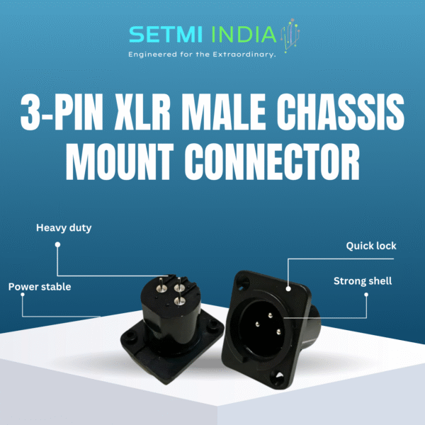 XLR 3-Pin Male Chassis Mount Connector – Black Housing - Image 3